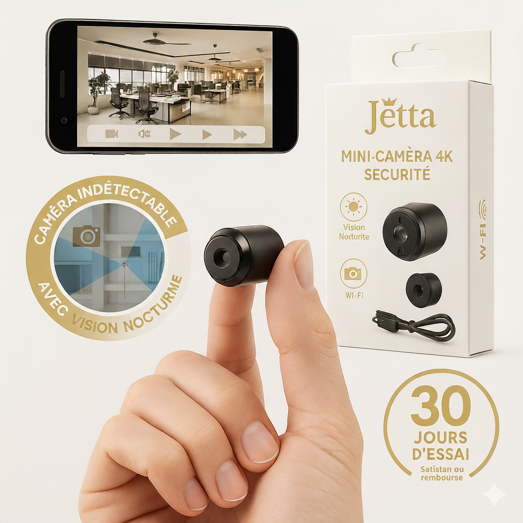 SpyJetta™ 4K – Mini Caméra Espion Indétectable avec Vision Nocturne et Wi-Fi | Payez 1, Recevez 2