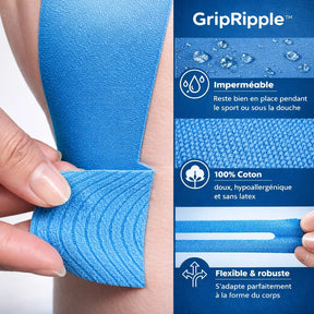 Kinesiotape Pré-découpée pour le Genou – GripRipple™ (STOCK LIMITÉE)