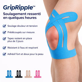 Kinesiotape Pré-découpée pour le Genou – GripRipple™ (STOCK LIMITÉE)