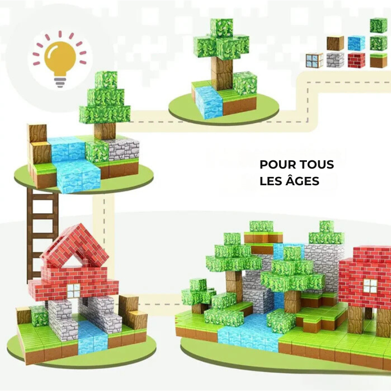 Blocs de construction magnétiques Minecraft® - 48 / 64 / 75 pièces