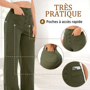 🔥50% de réduction🔥Haute élasticité - Pantalon décontracté à jambe droite et taille haute