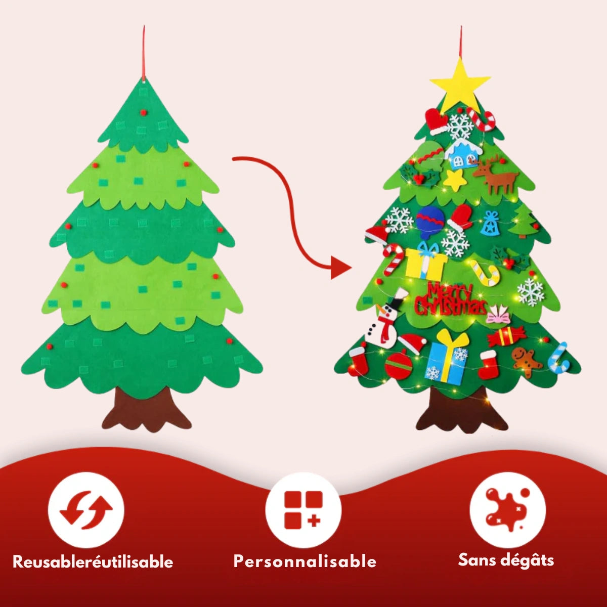FluffyTree™ | Sapin de Noël en Feutrine Interactif pour Enfants